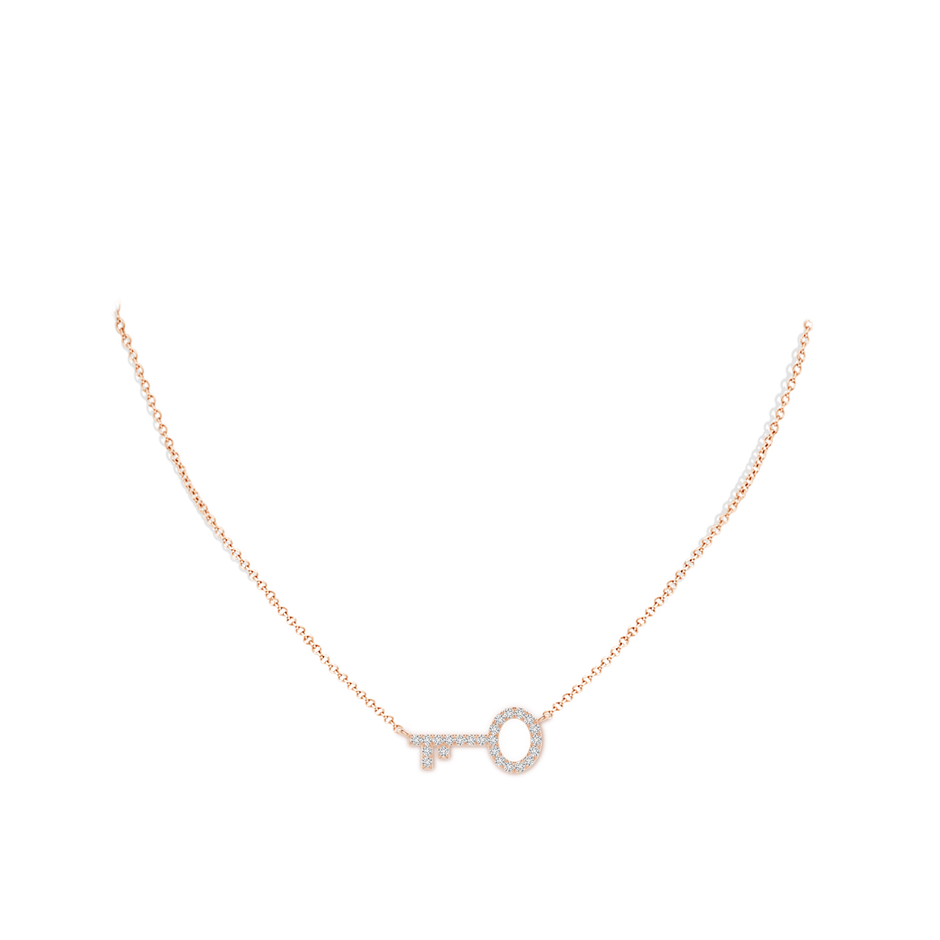 1.5mm HSI2 U-Pave Set Diamond Key Pendant in Rose Gold body-neck