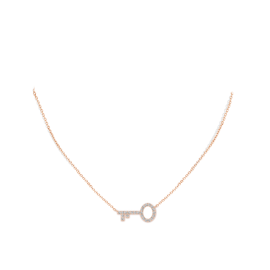 1.5mm IJI1I2 U-Pave Set Diamond Key Pendant in Rose Gold body-neck