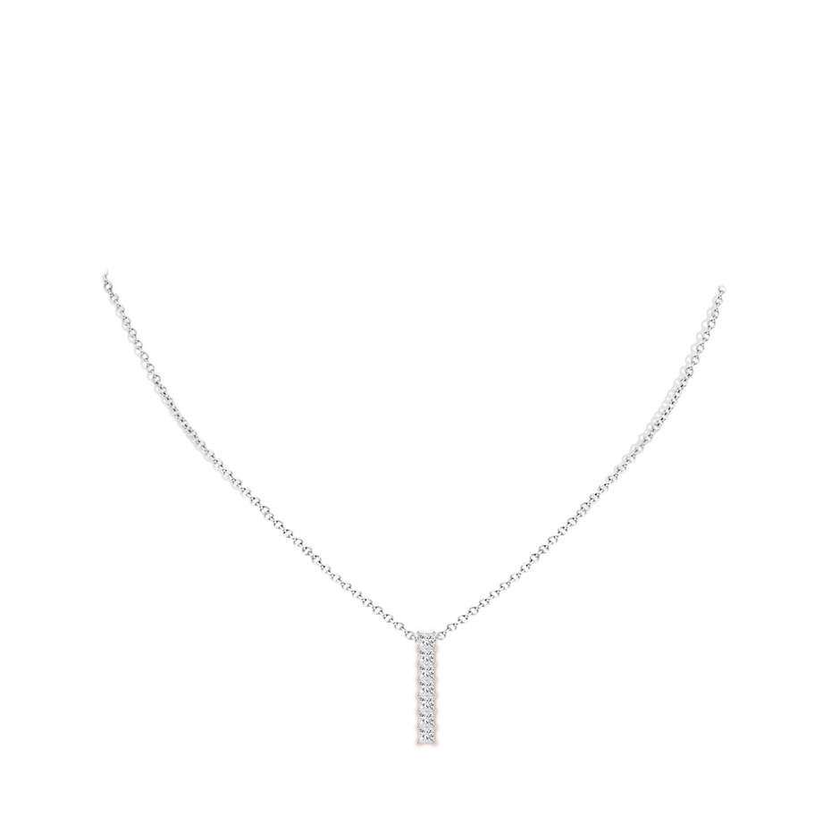 2.9mm HSI2 Seven-Stone Princess-Cut Diamond Vertical Bar Pendant in White Gold body-neck