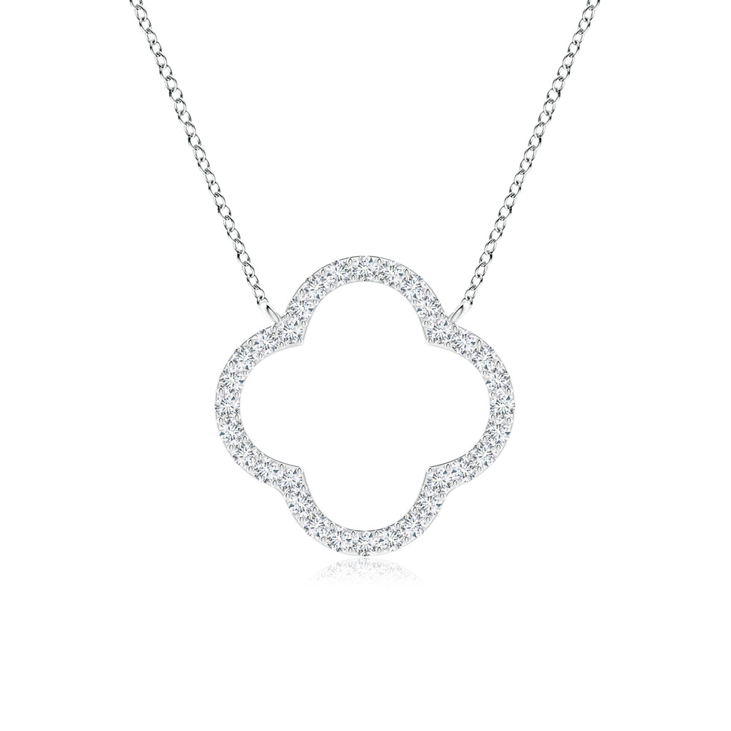 1.4mm GVS2 Diamond Four-Leaf Open Clover Pendant in White Gold