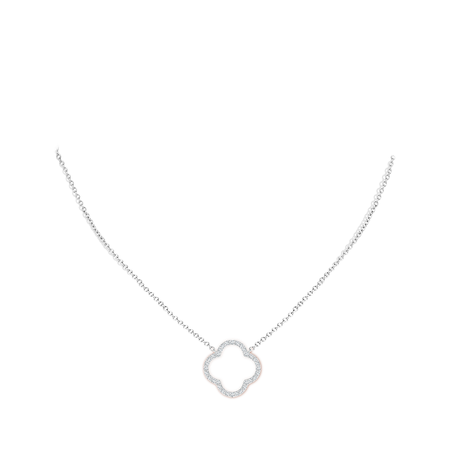 1.4mm GVS2 Diamond Four-Leaf Open Clover Pendant in White Gold body-neck