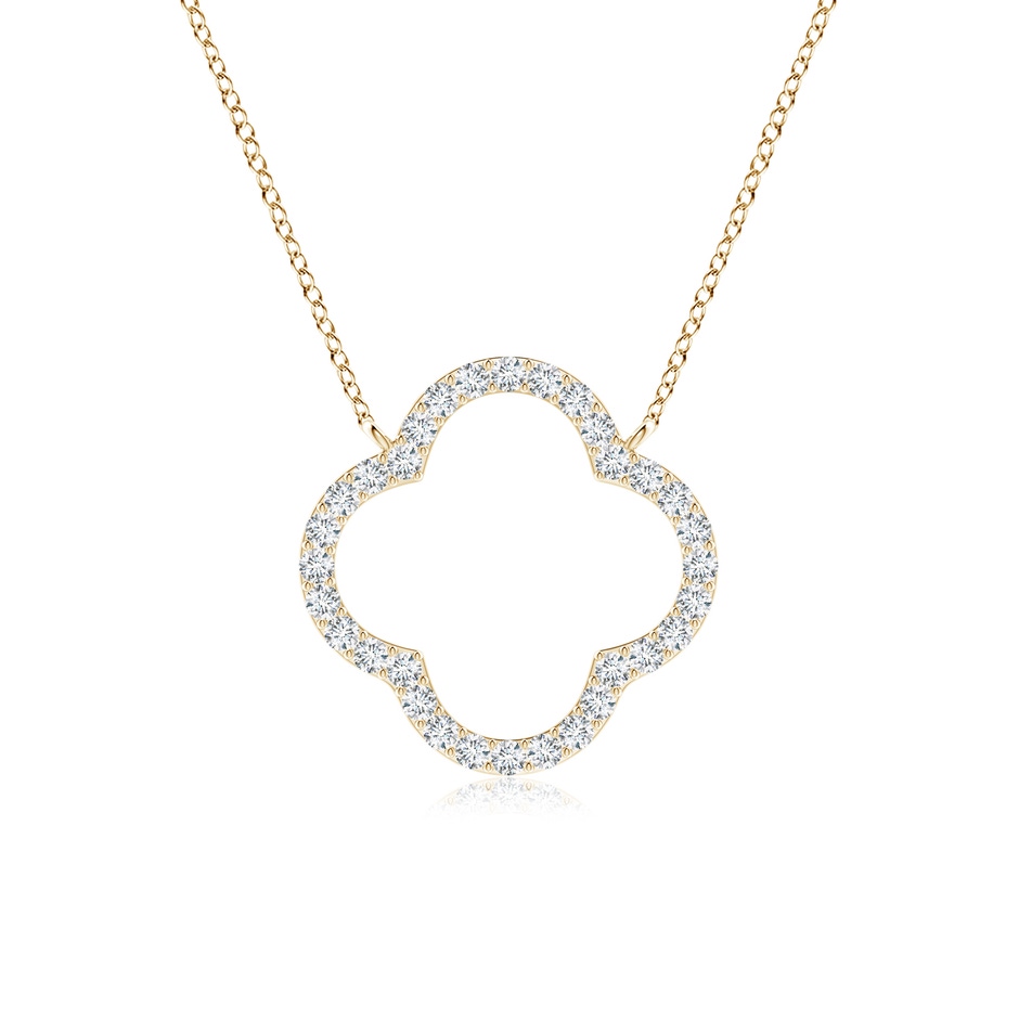 1.4mm GVS2 Diamond Four-Leaf Open Clover Pendant in Yellow Gold 