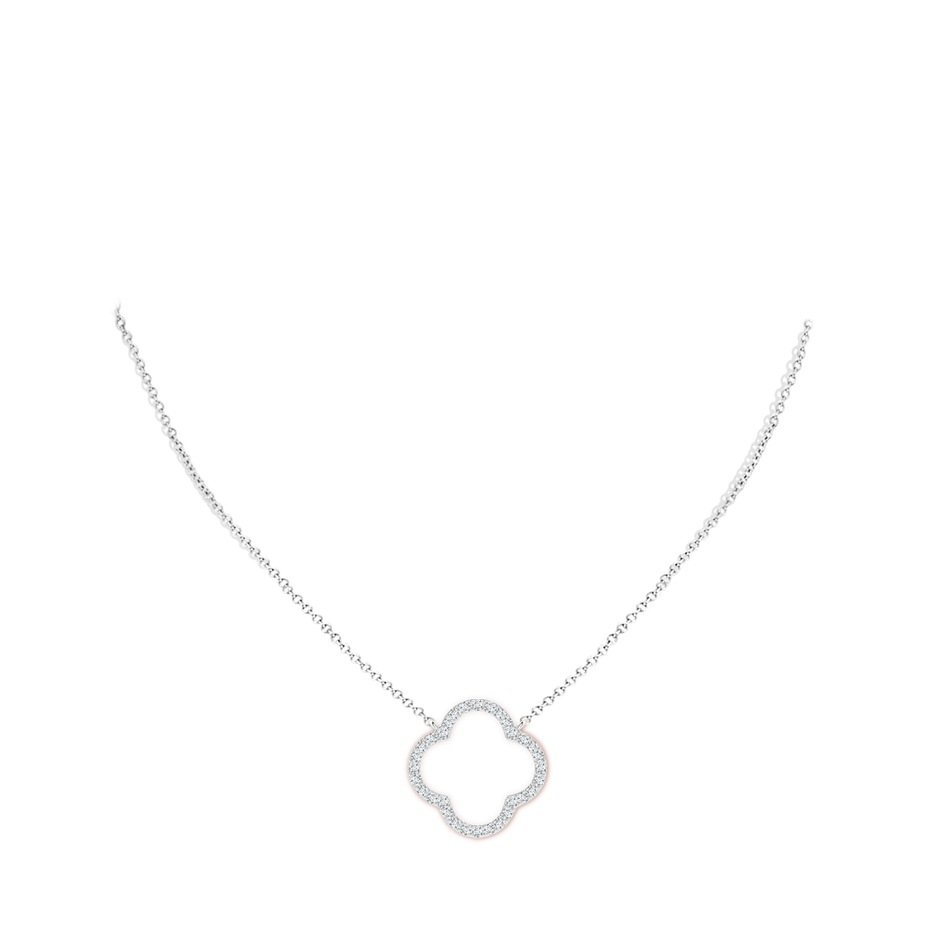 1.65mm GVS2 Diamond Four-Leaf Open Clover Pendant in White Gold body-neck