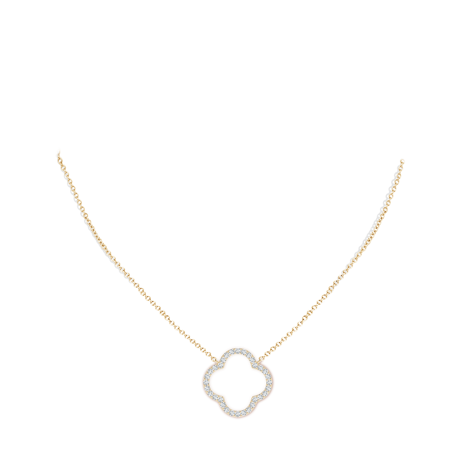 1.65mm GVS2 Diamond Four-Leaf Open Clover Pendant in Yellow Gold body-neck