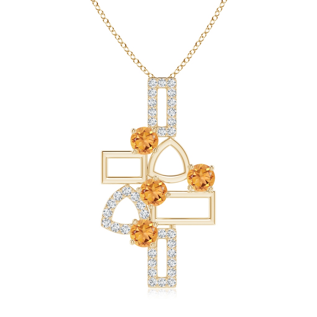 3mm AAA Dispersed Citrine Multi-Shape Scorpio Pendant with Diamonds in Yellow Gold