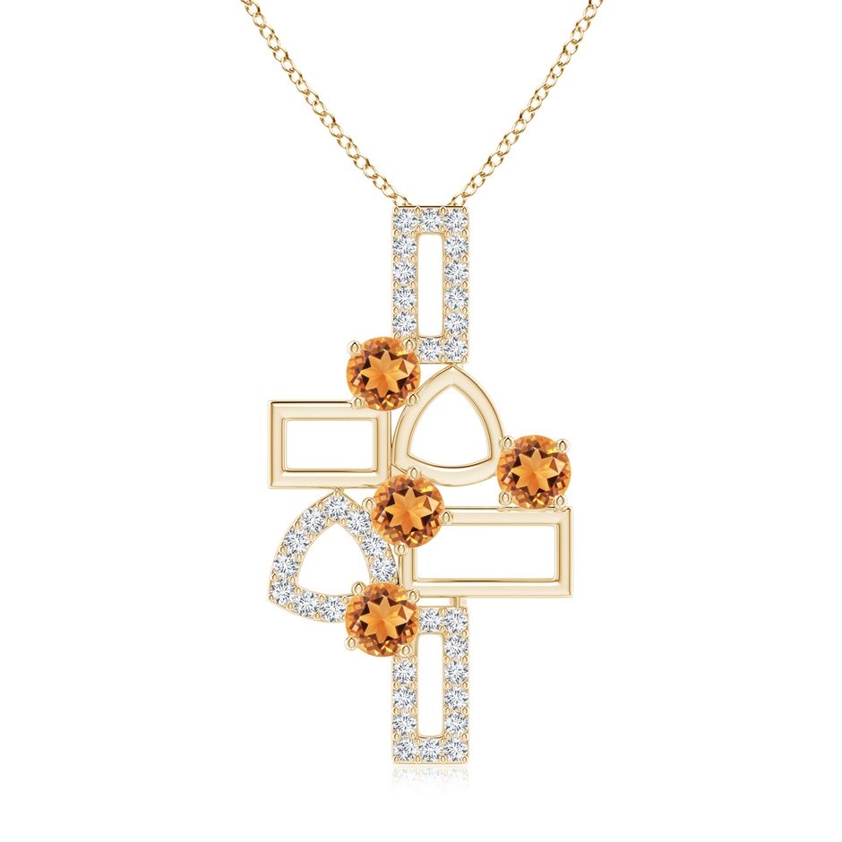 3mm AAAA Dispersed Citrine Multi-Shape Scorpio Pendant with Diamonds in Yellow Gold 