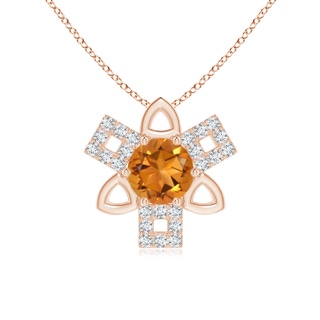 6mm AAA Citrine and Diamond Multi-Shape Scorpio Pendant in Rose Gold