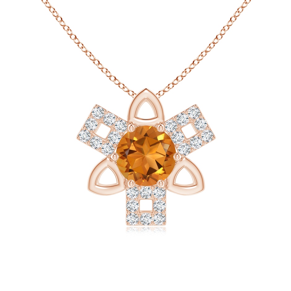6mm AAA Citrine and Diamond Multi-Shape Scorpio Pendant in Rose Gold 