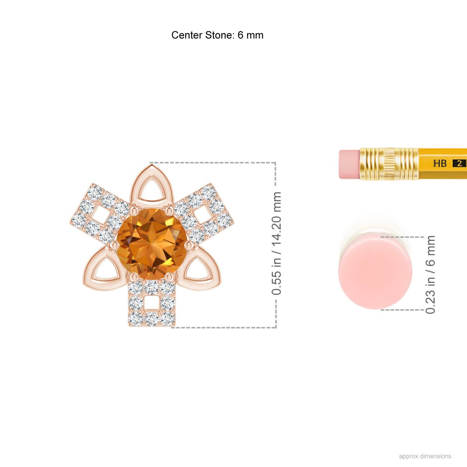 AAA - Citrine / 0.89 CT / 14 KT Rose Gold