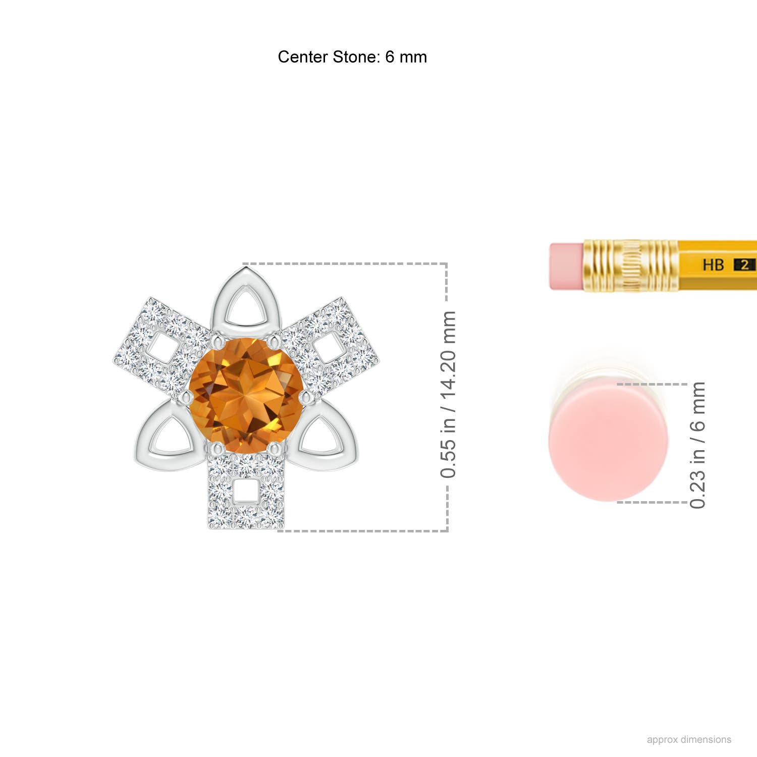 AAA - Citrine / 0.89 CT / 14 KT White Gold