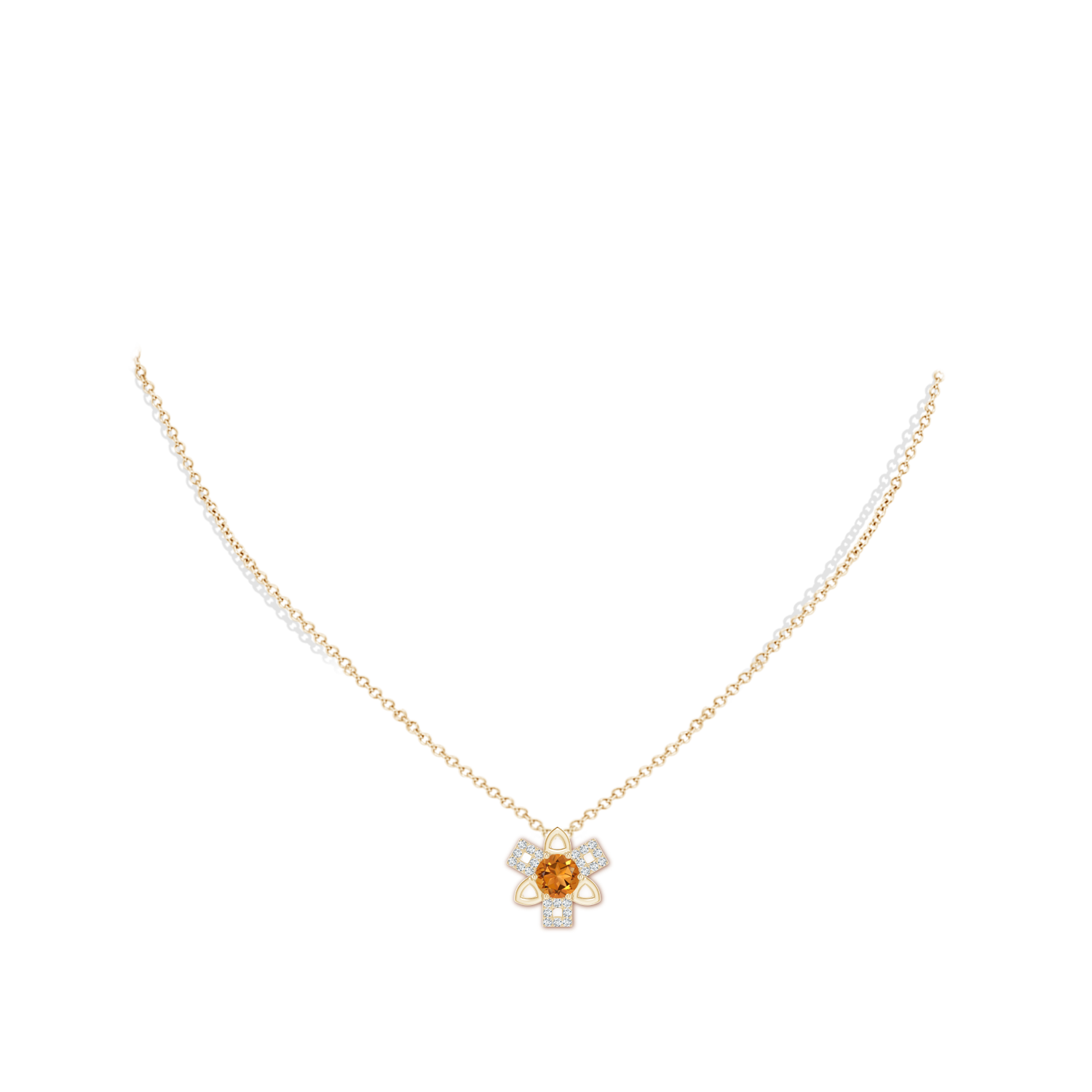 6mm AAA Citrine and Diamond Multi-Shape Scorpio Pendant in Yellow Gold - body_neck