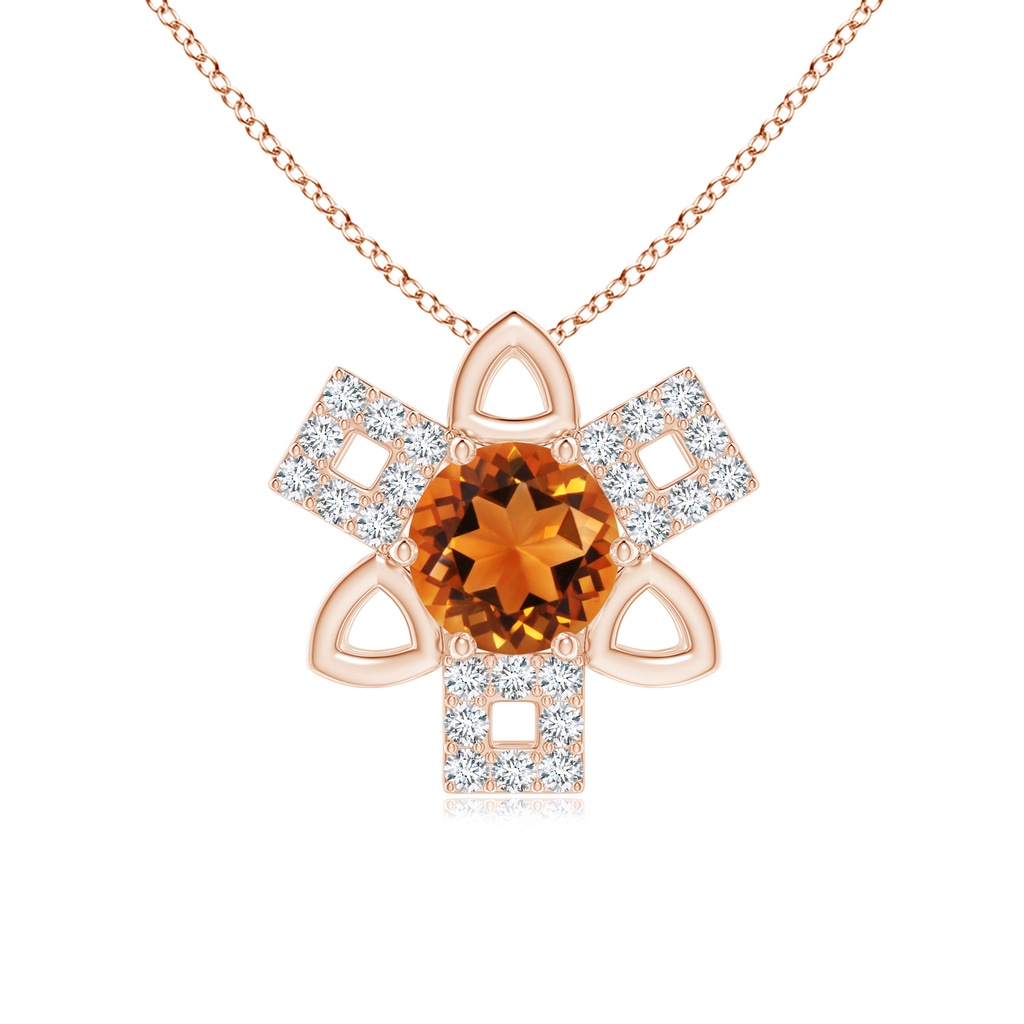 6mm AAAA Citrine and Diamond Multi-Shape Scorpio Pendant in Rose Gold 