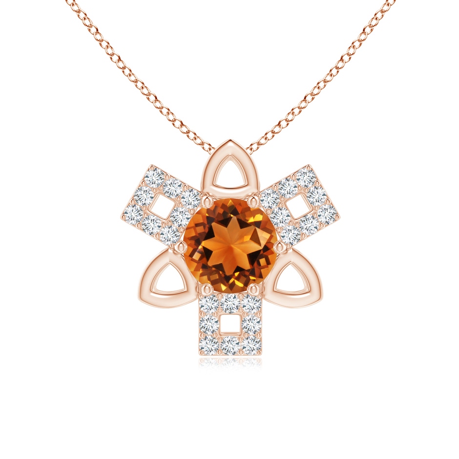 6mm AAAA Citrine and Diamond Multi-Shape Scorpio Pendant in Rose Gold 