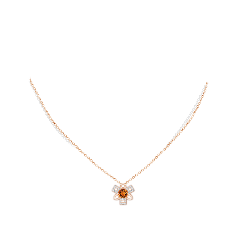 6mm AAAA Citrine and Diamond Multi-Shape Scorpio Pendant in Rose Gold Body-Neck