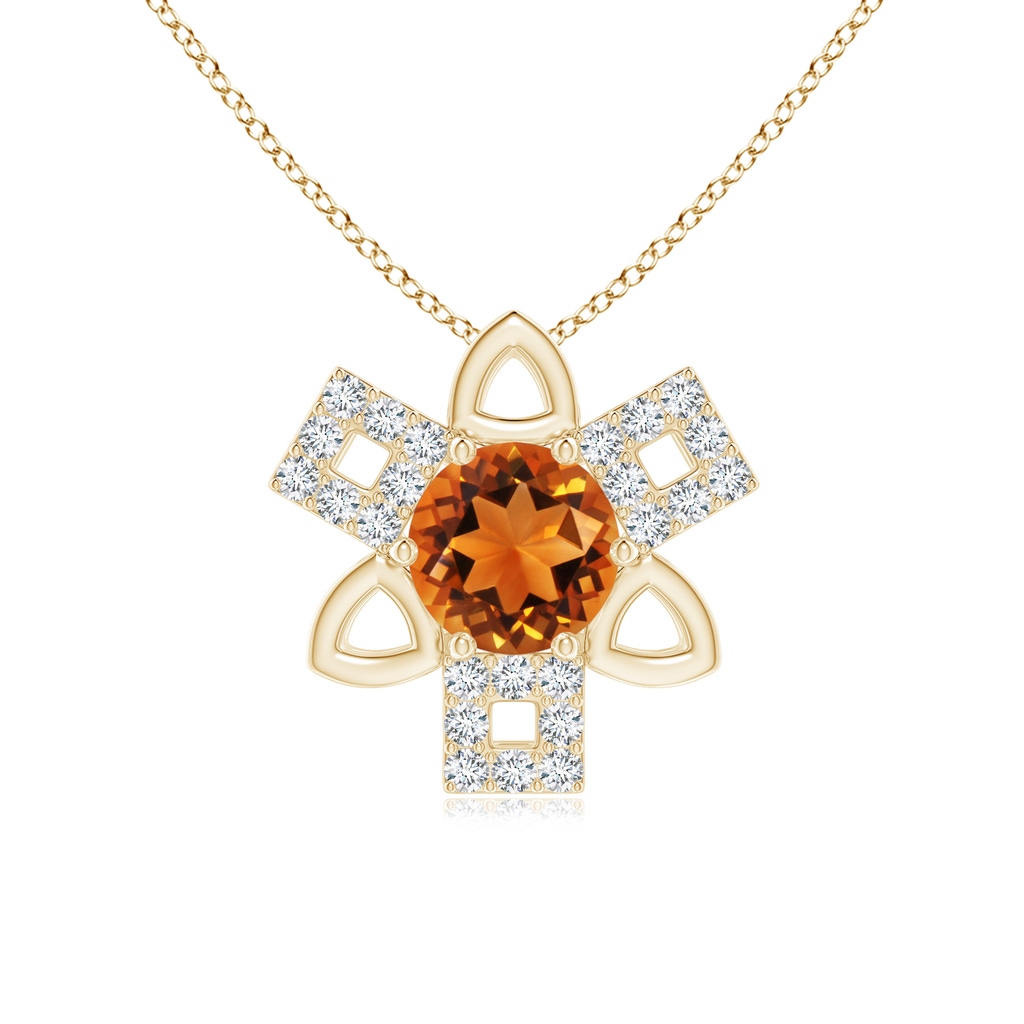 6mm AAAA Citrine and Diamond Multi-Shape Scorpio Pendant in Yellow Gold