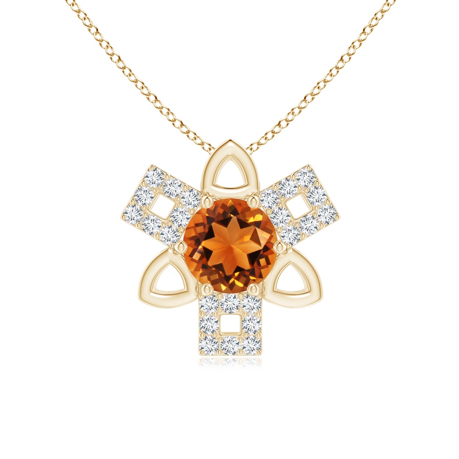 6mm AAAA Citrine and Diamond Multi-Shape Scorpio Pendant in Yellow Gold 