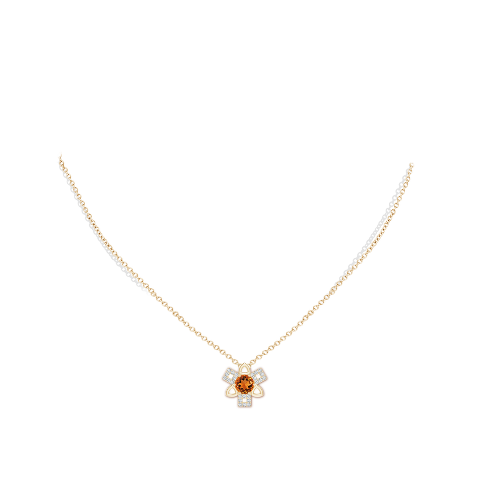 6mm AAAA Citrine and Diamond Multi-Shape Scorpio Pendant in Yellow Gold body-neck