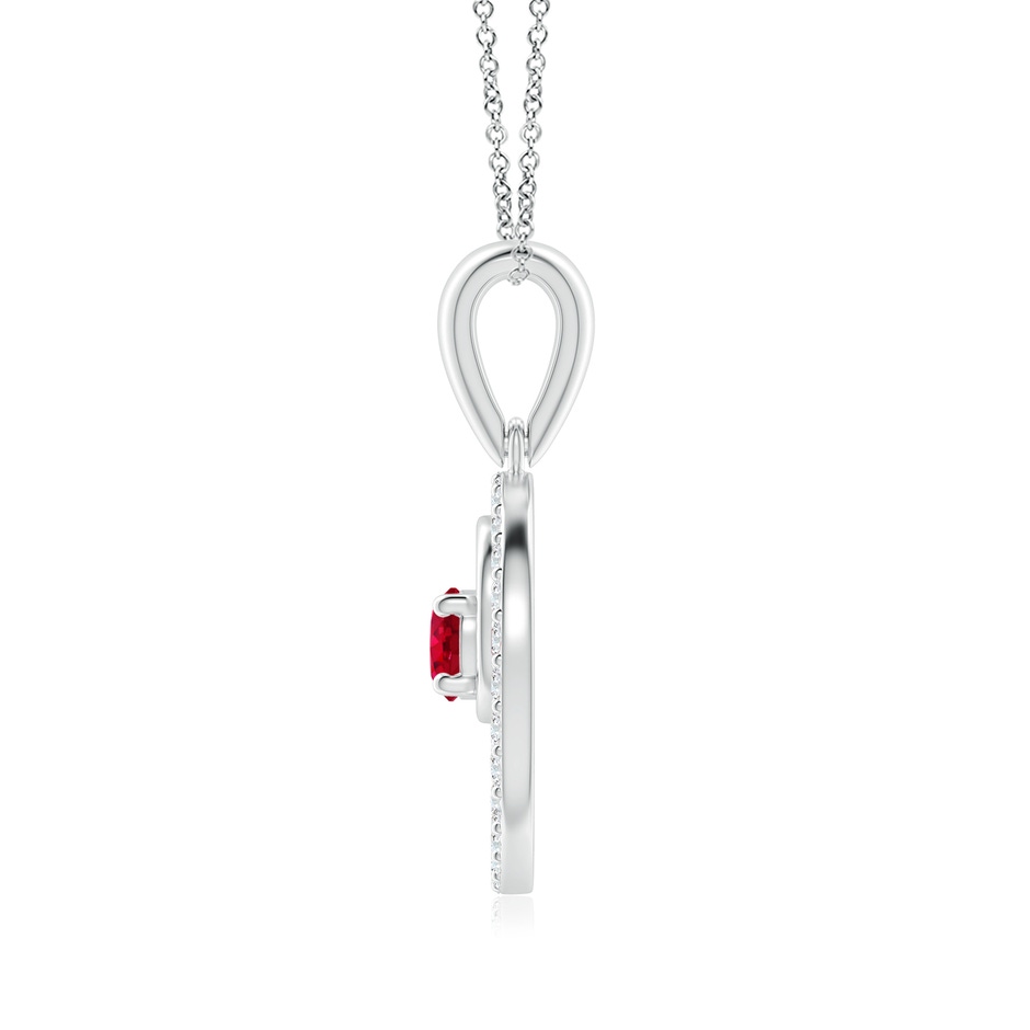 4mm AAA Ruby and Diamond Cancer Circle Pendant in White Gold side-1