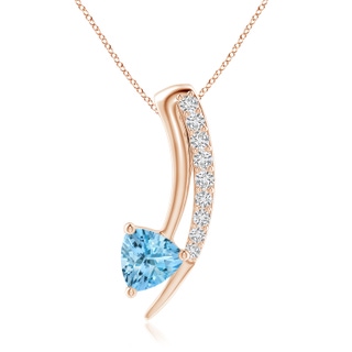 4mm AAA Trillion Aquamarine Pisces Elongated Pendant with Diamonds in Rose Gold
