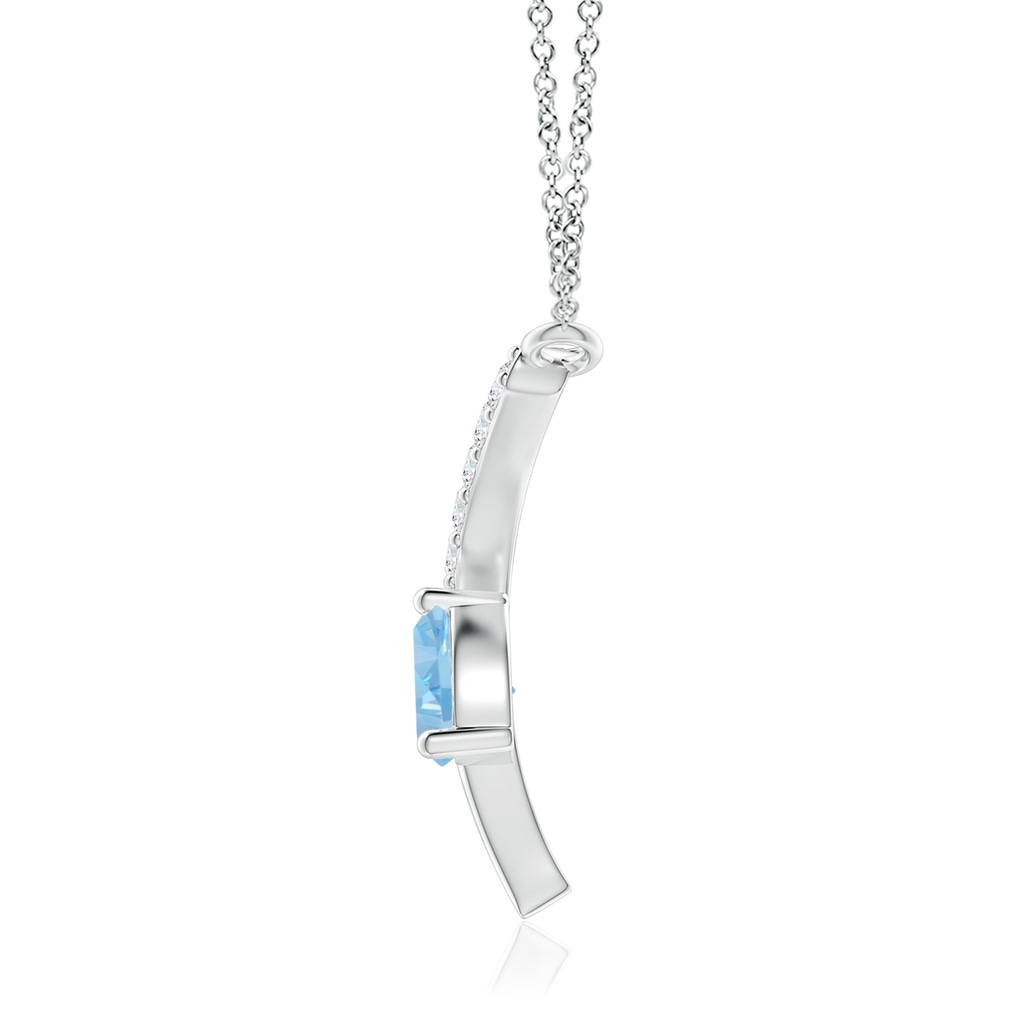 4mm AAA Trillion Aquamarine Pisces Pendant with Diamonds in White Gold Side-1