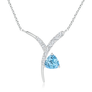 4mm AAAA Trillion Aquamarine Pisces Pendant with Diamonds in White Gold