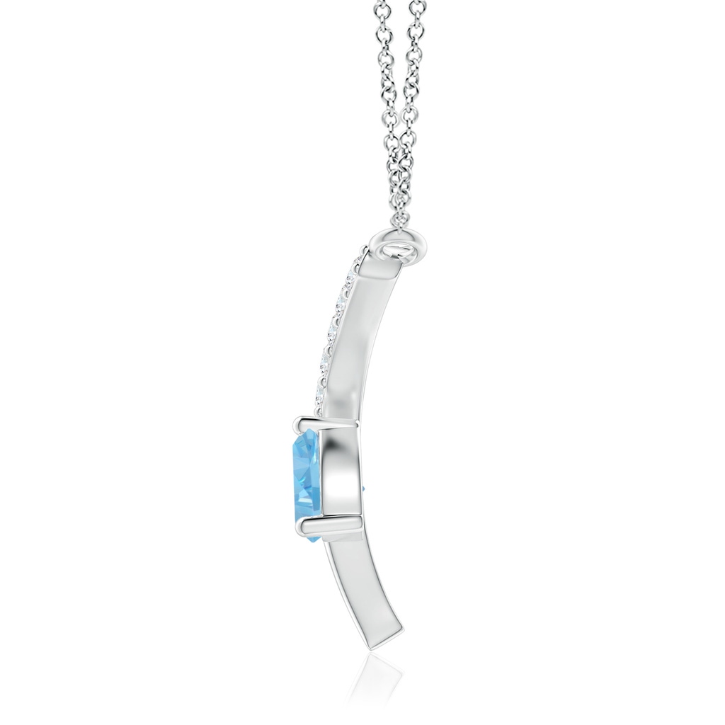 4mm AAAA Trillion Aquamarine Pisces Pendant with Diamonds in White Gold Side-1