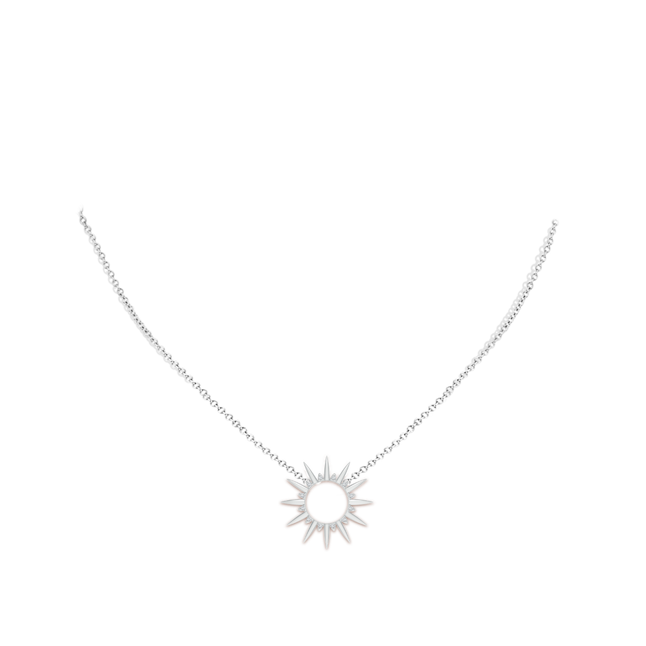 8mm AAA Freshwater Pearl Gemini Multi-Wear Starburst Halo Pendant in White Gold body-neck
