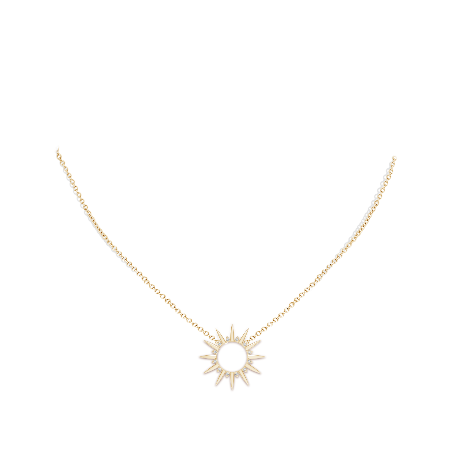 8mm AAA Freshwater Pearl Gemini Multi-Wear Starburst Halo Pendant in Yellow Gold - body_neck