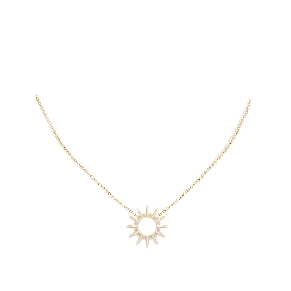 8mm AAA Freshwater Pearl Gemini Multi-Wear Starburst Halo Pendant in Yellow Gold body-neck