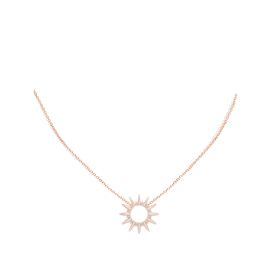 8mm AAAA Freshwater Pearl Gemini Multi-Wear Starburst Halo Pendant in Rose Gold body-neck