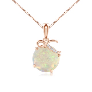 10mm AAA Solitaire Opal Libra Ribbon Pendant with Diamond Accents in Rose Gold