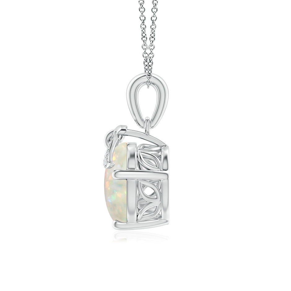 10mm AAA Solitaire Opal Libra Ribbon Pendant with Diamond Accents in White Gold side-1