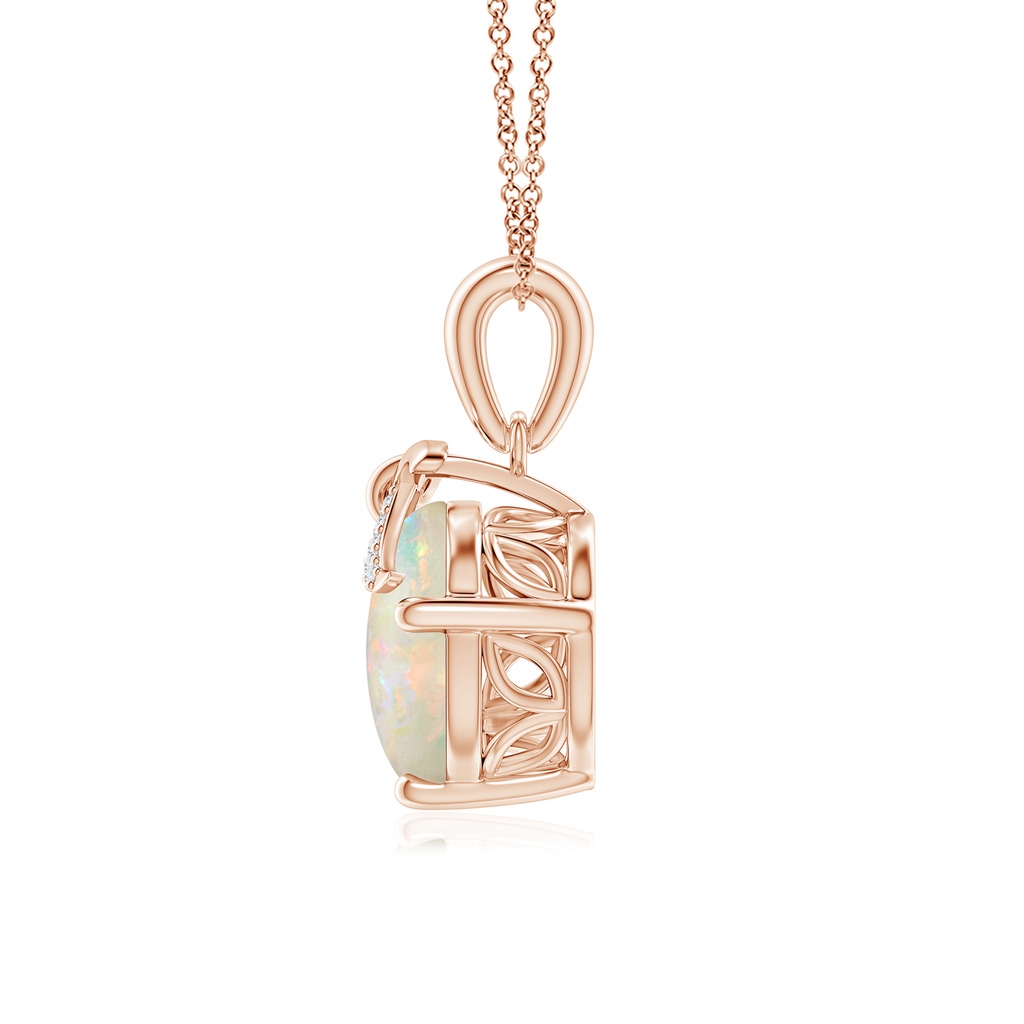10mm AAAA Solitaire Opal Libra Ribbon Pendant with Diamond Accents in Rose Gold - side_1