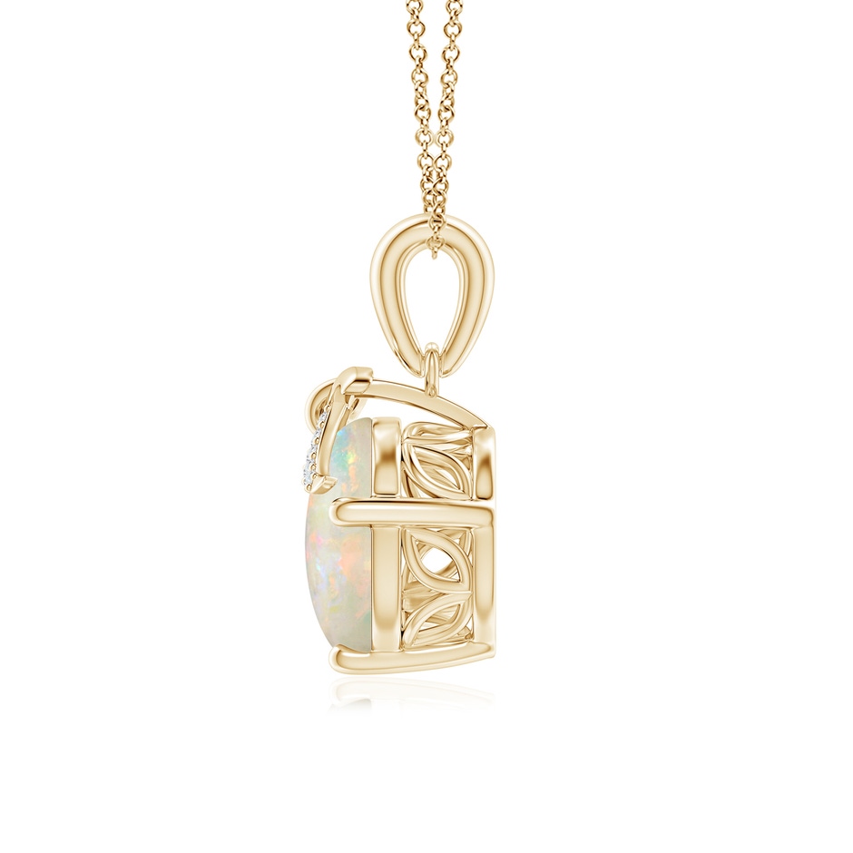 10mm AAAA Solitaire Opal Libra Ribbon Pendant with Diamond Accents in Yellow Gold side-1