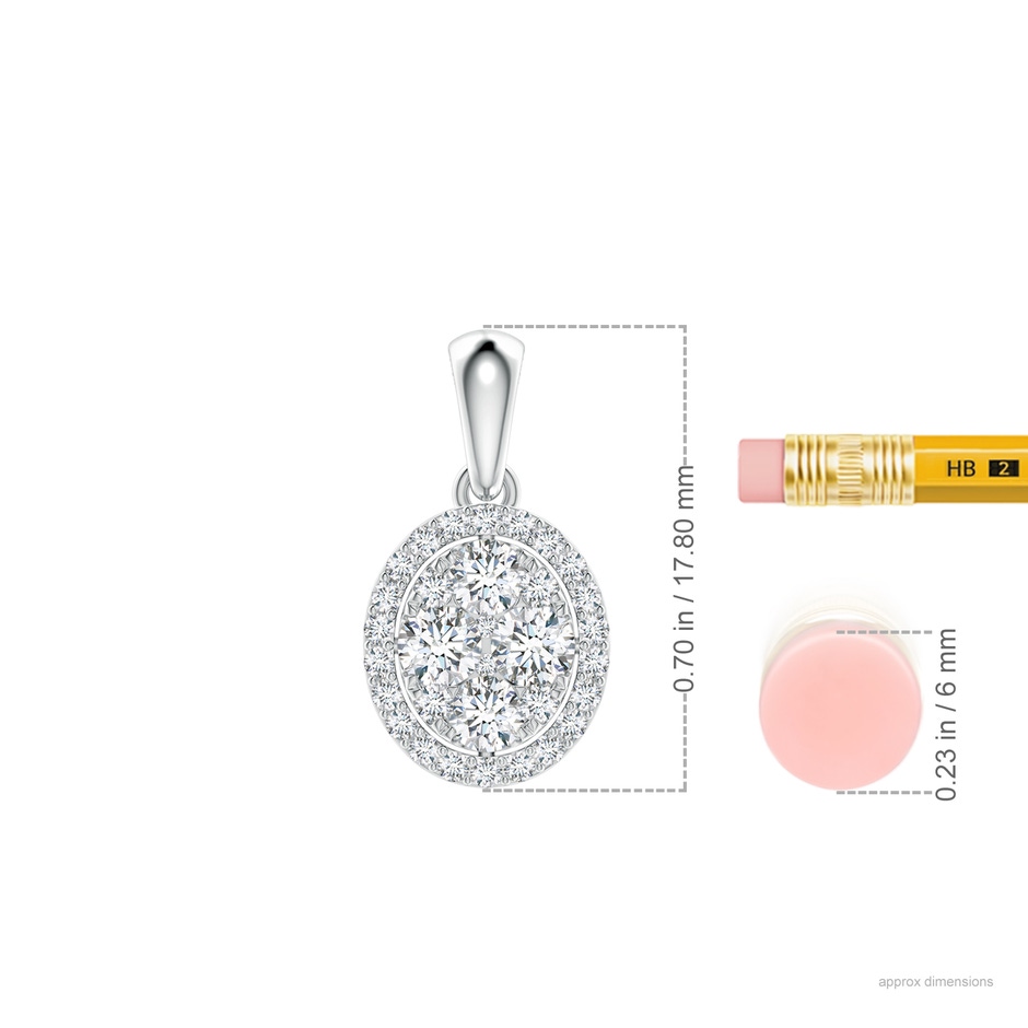 2.9mm GVS2 Oval Composite Diamond Halo Pendant in White Gold ruler