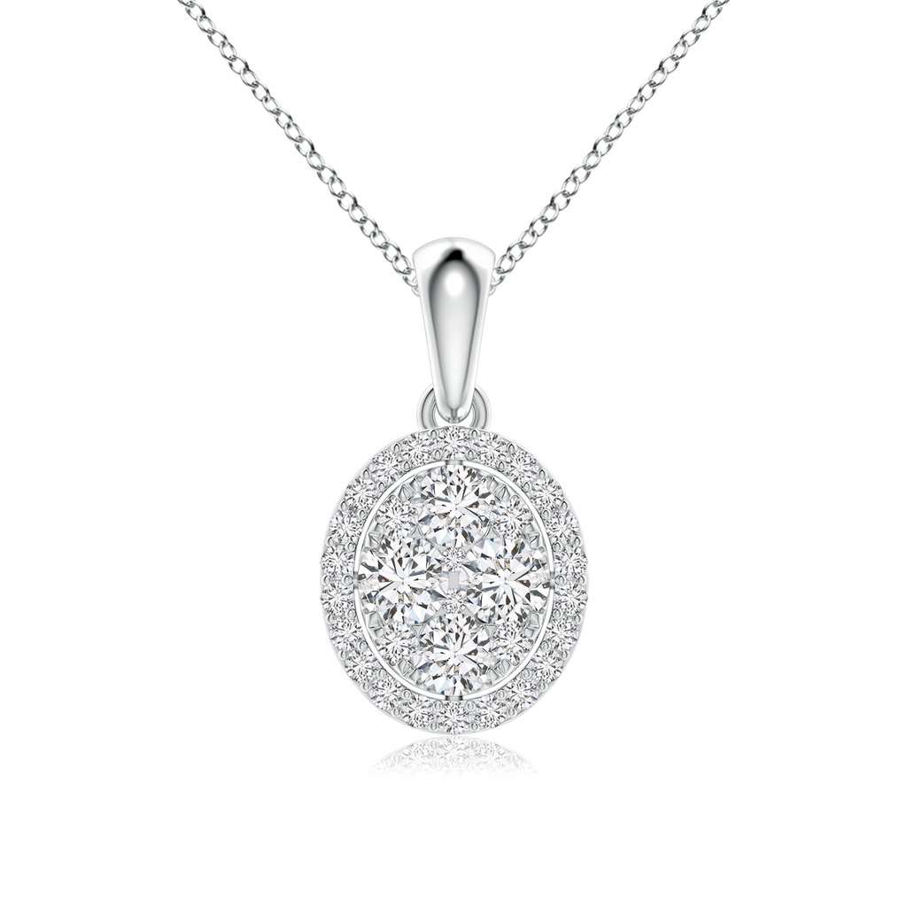 2.9mm HSI2 Oval Composite Diamond Halo Pendant in White Gold