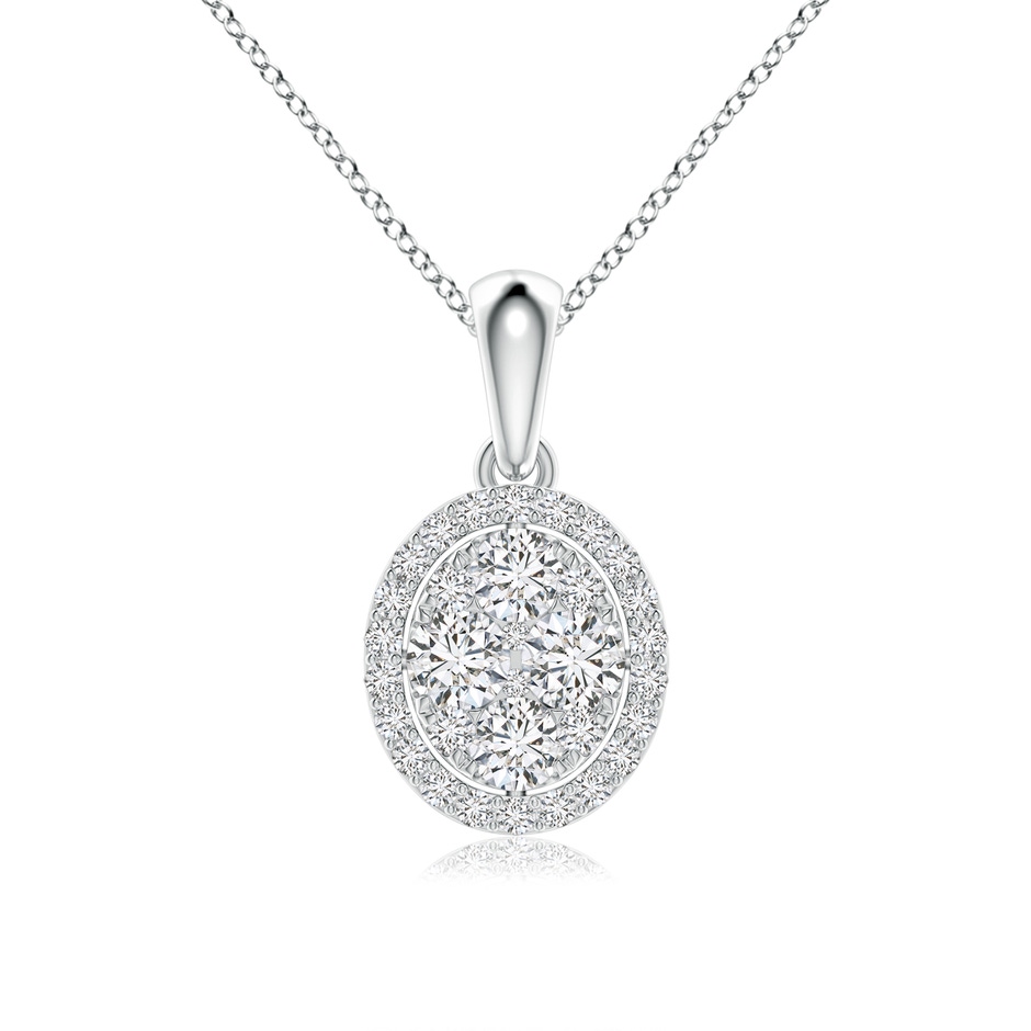 2.9mm HSI2 Oval Composite Diamond Halo Pendant in White Gold 