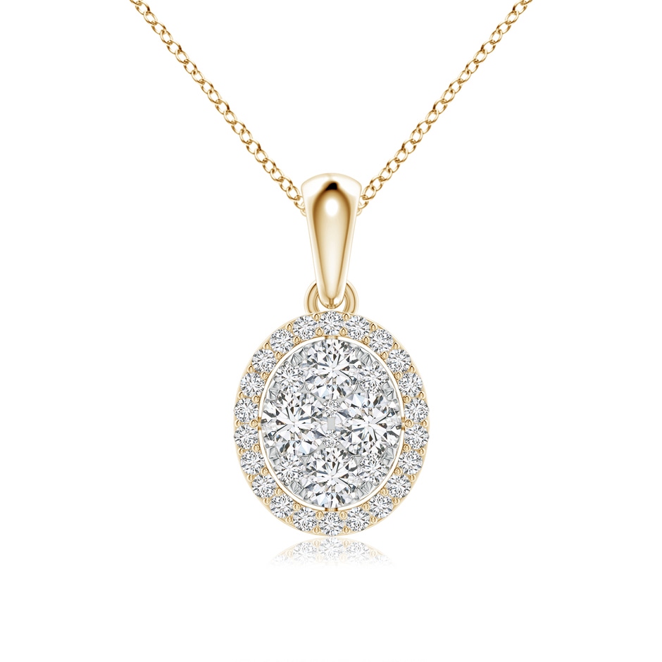2.9mm HSI2 Oval Composite Diamond Halo Pendant in Yellow Gold 