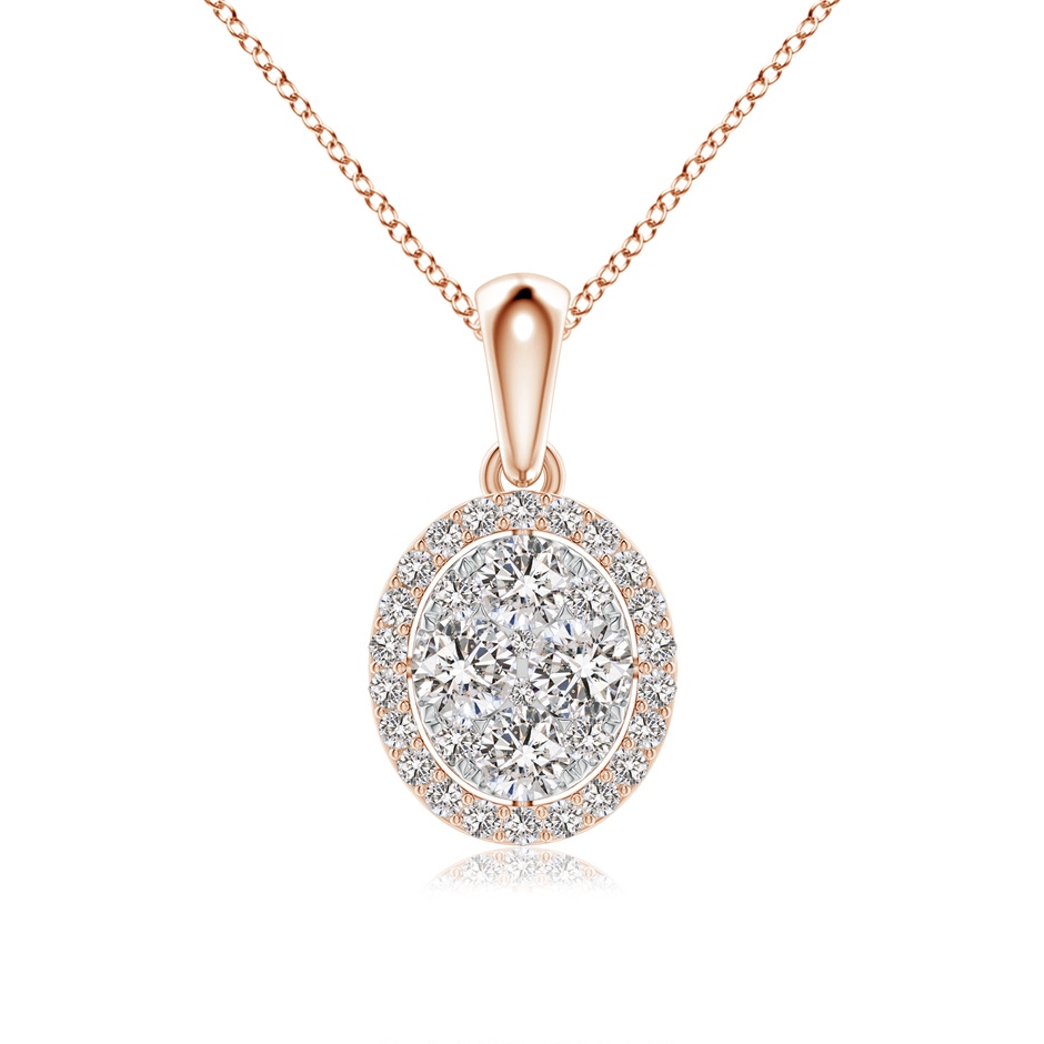2.9mm IJI1I2 Oval Composite Diamond Halo Pendant in Rose Gold 