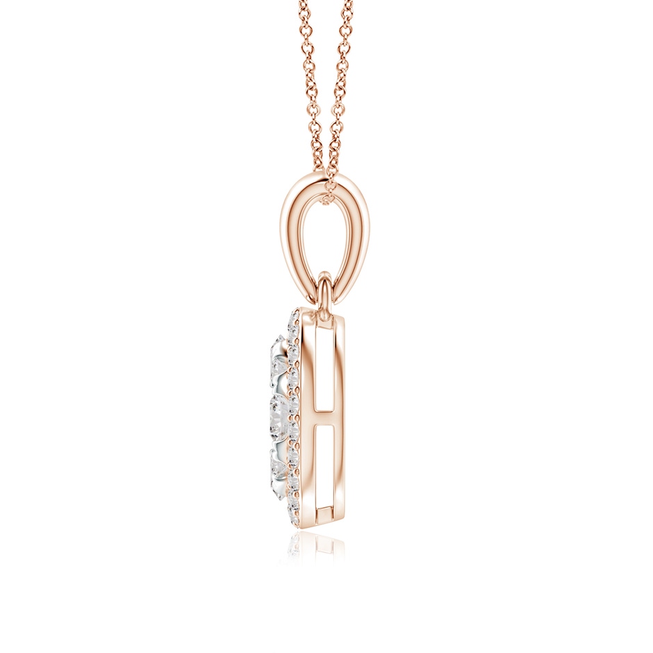2.9mm IJI1I2 Oval Composite Diamond Halo Pendant in Rose Gold side-1