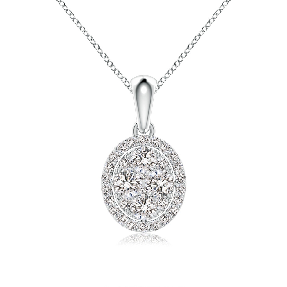 2.9mm IJI1I2 Oval Composite Diamond Halo Pendant in White Gold 