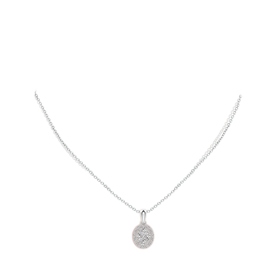 2.9mm IJI1I2 Oval Composite Diamond Halo Pendant in White Gold body-neck
