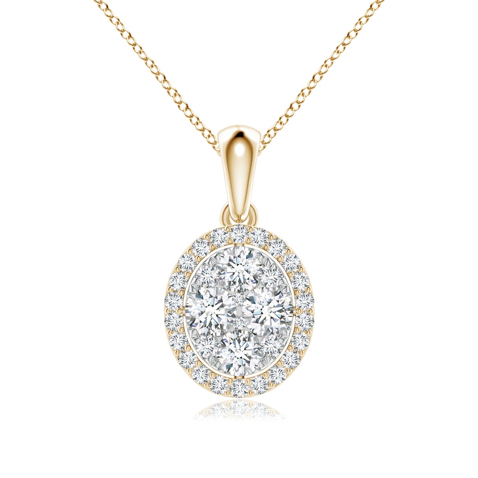 3.2mm GVS2 Oval Composite Diamond Halo Pendant in Yellow Gold 