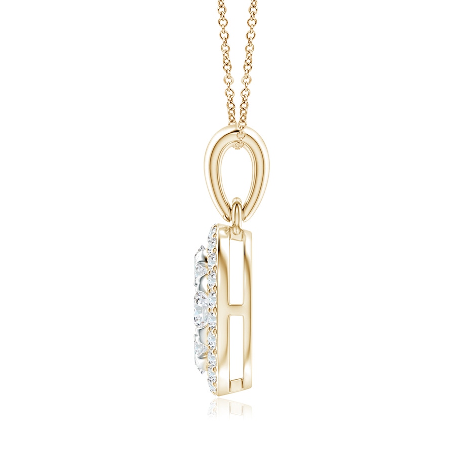 3.2mm GVS2 Oval Composite Diamond Halo Pendant in Yellow Gold side-1