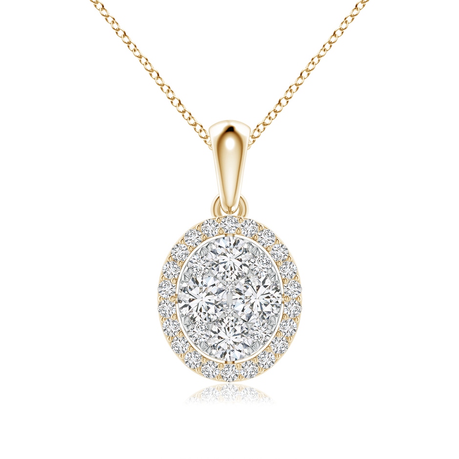 3.2mm HSI2 Oval Composite Diamond Halo Pendant in Yellow Gold 