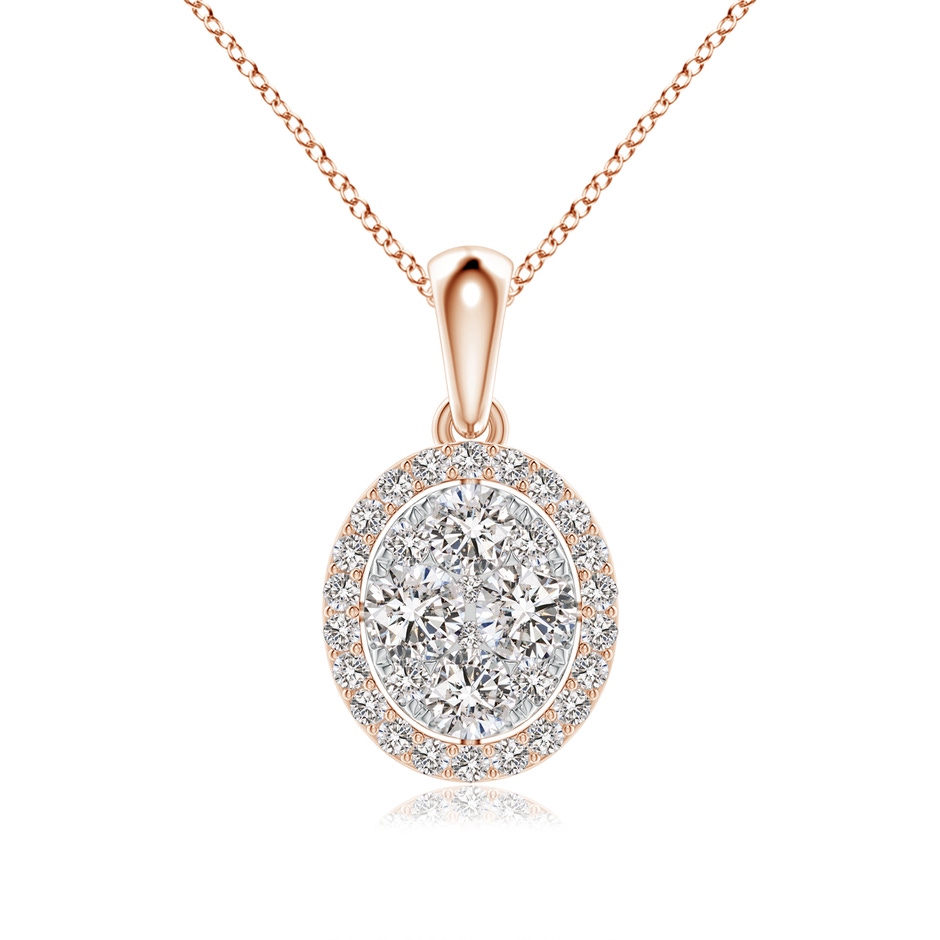 3.2mm IJI1I2 Oval Composite Diamond Halo Pendant in Rose Gold 