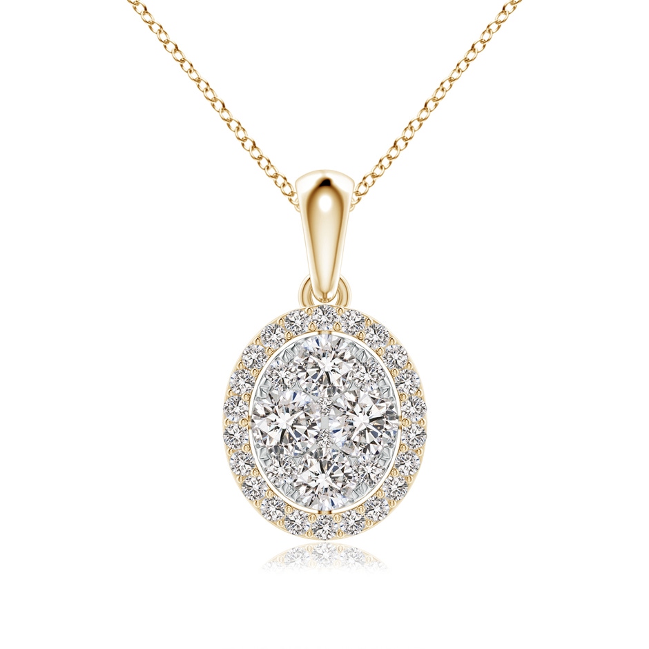 3.2mm IJI1I2 Oval Composite Diamond Halo Pendant in Yellow Gold 
