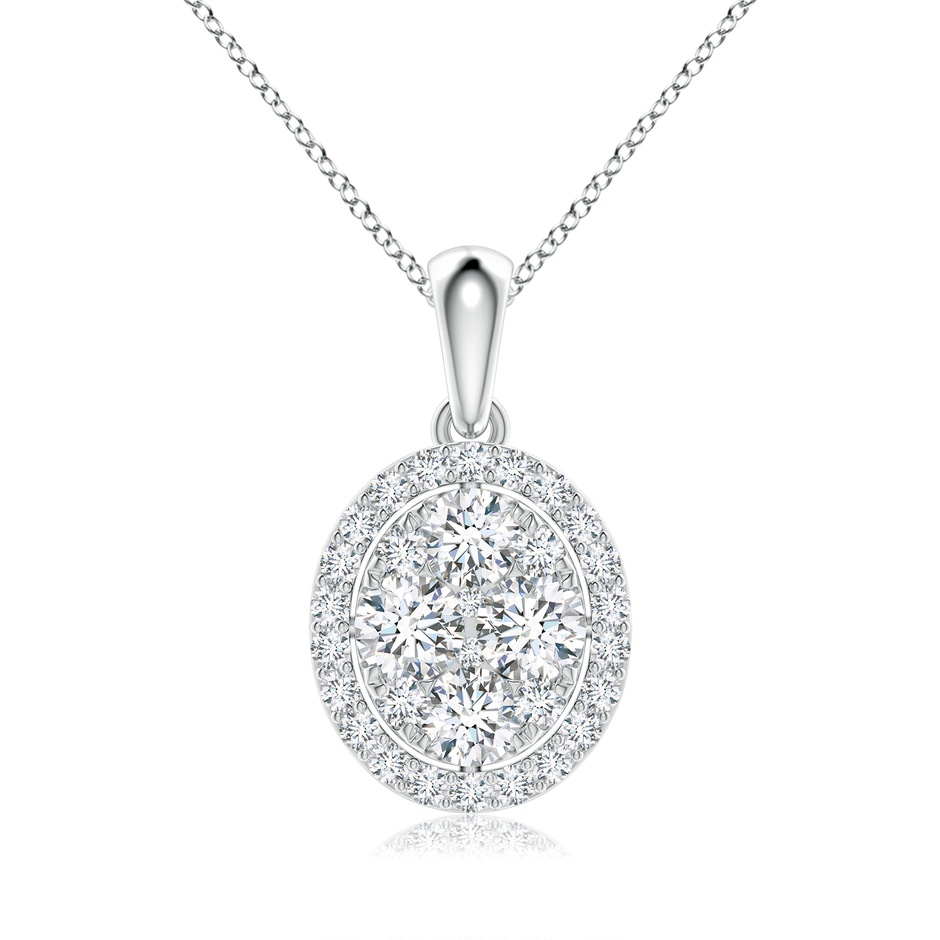 3.5mm GVS2 Oval Composite Diamond Halo Pendant in White Gold 