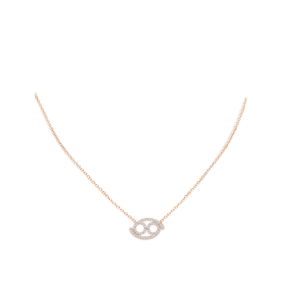 1.4mm GVS2 Diamond Cancer Zodiac Sign Pendant in Rose Gold body-neck