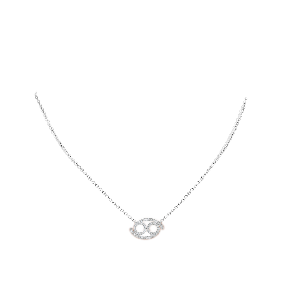 1.4mm HSI2 Diamond Cancer Zodiac Sign Pendant in White Gold body-neck